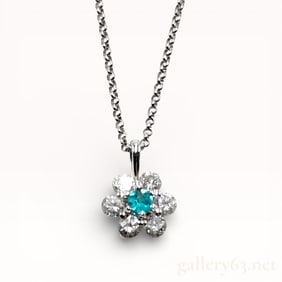 Paraiba Tourmaline and Diamond 18k White Gold Pendant on Necklace 16.5 in.