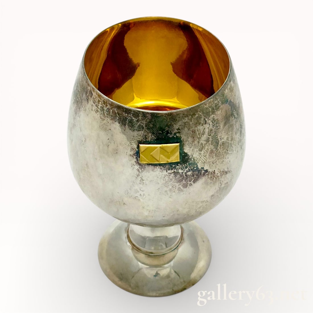 Hammered Solid Sterling Silver Cup with Gold Wash (1 of 5)
