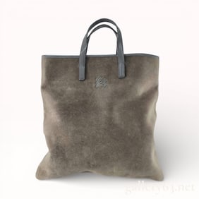 Loewe Brown Suede Black Leather Tote Bag