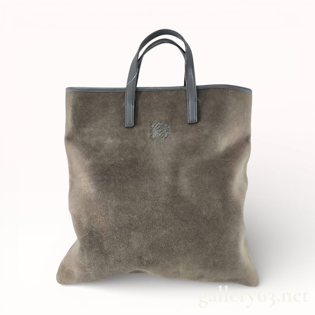 Loewe Brown Suede Black Leather Tote Bag: Authentic Loewe brown suede tote bag with black leather trim and handles and interior. 