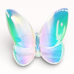 Baccarat Papillon Lucky Iridescent Butterfly crystal figurine with box 3 in.