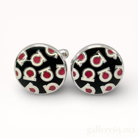 Salvatore Ferragamo Enamel Gancini Cufflinks w/Box
