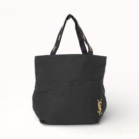 Vintage Yves Saint Laurent Black Canvas Logo Tote Bag