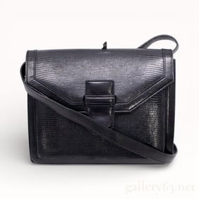 Vintage Yves Saint Laurent Black Lizard Leather Shoulder Bag