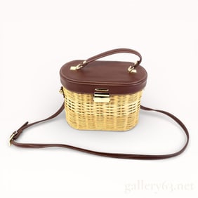 Jill Stuart Woven Wicker and Leather Shoulder Bag
