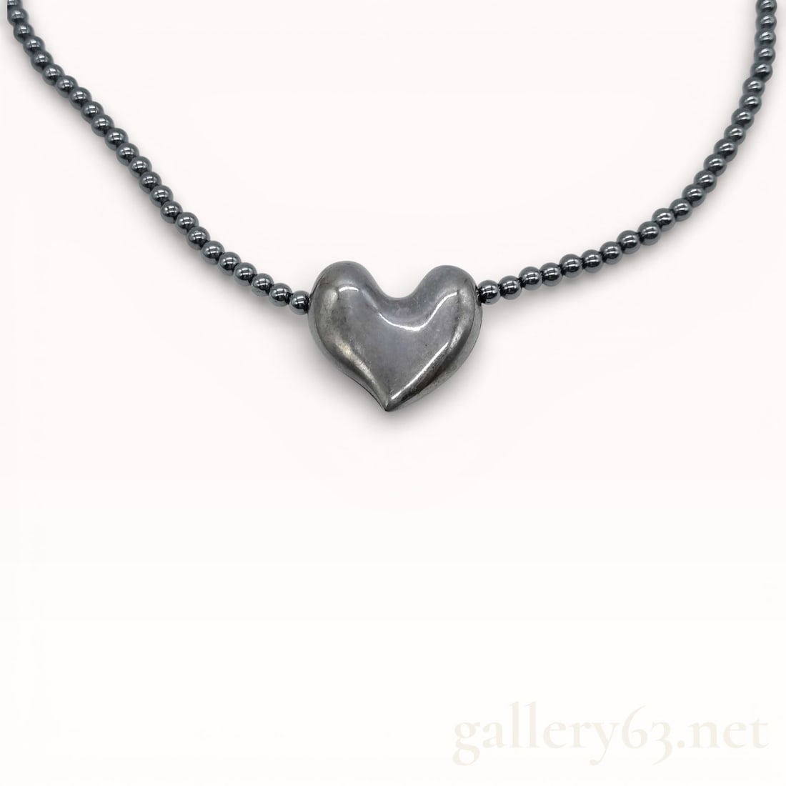 Georg Jensen Sterling Silver Heart Necklace with Hematite Beads (1 of 10)