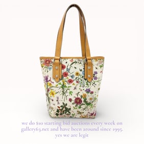 Gucci Borsa Floral GG Canvas and Leather Tote Bag