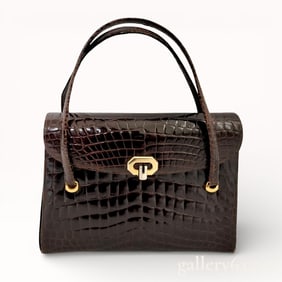 Vintage Crocodile Leather Brown Handbag
