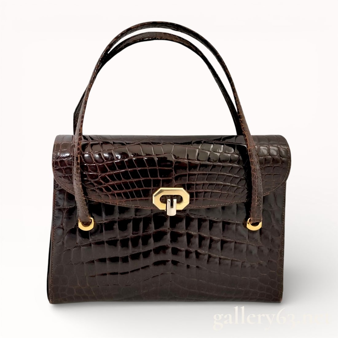 Vintage Crocodile Leather Brown Handbag: Authentic Vintage Crocodile Leather Brown Handbag