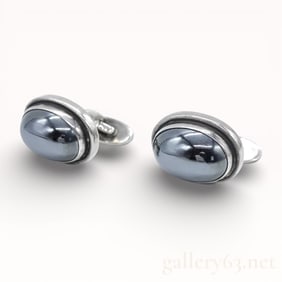 Georg Jensen Pair of Sterling Silver and Hematite Cufflinks
