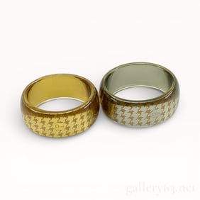 Super Rare! Dior Gold-Tone Houndstooth Resin Bangle Set of 2
