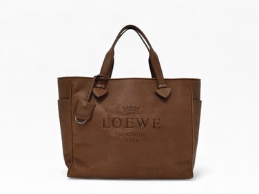 Loewe Calfskin Embossed Logo Shopper Tote