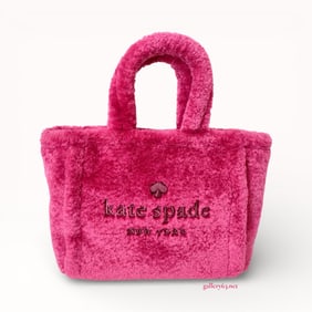 Kate Spade New York Ella small faux fur tote bag in bright pink.