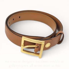 Bulgari Brown Leather and Gold Hardware Belt 34 in.