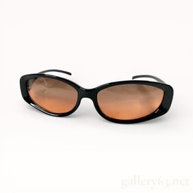 Fendi Black Plastic Amber Lens Oval Sunglasses