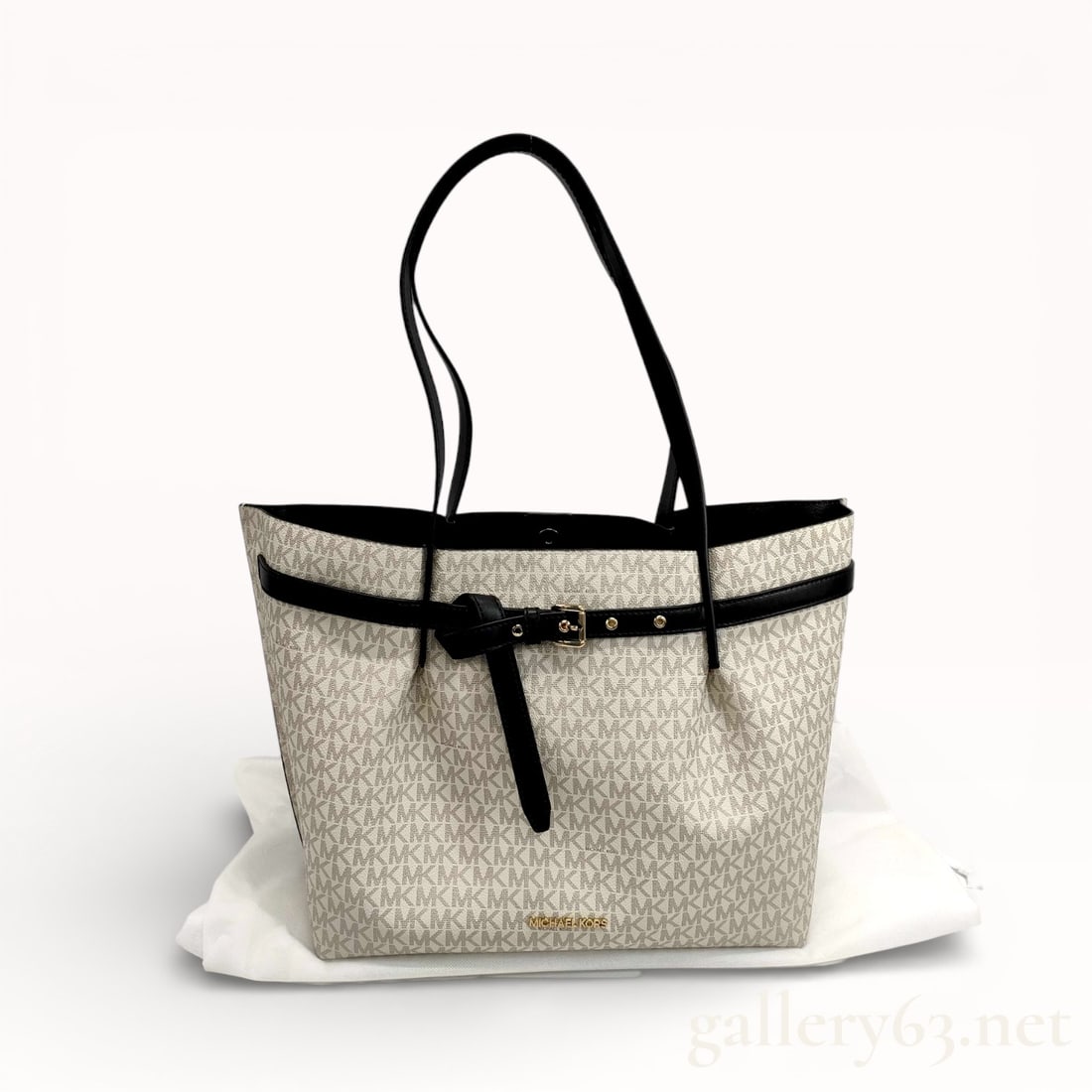 Michael Kors Emilia large tote bag in the vanilla signature canvas with black trim: Authentic