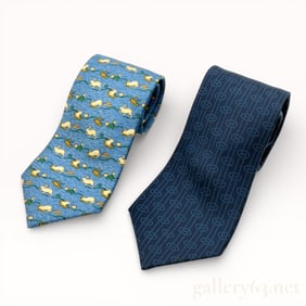 Hermès Silk Tie Set of Two