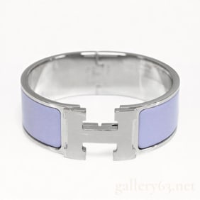 Like New Hermes Wide Clic H Bracelet Purple & Palladium