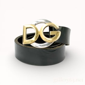 Dolce & Gabbana Leather Belt with DG Logo Buckle
