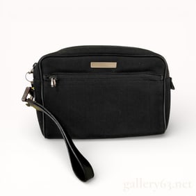 Gucci Black Nylon Clutch Bag with Wrist Strap – Authentic