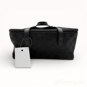 Gucci GG Canvas Vanity Pouch Model 124540 with Leather Trim – Authentic