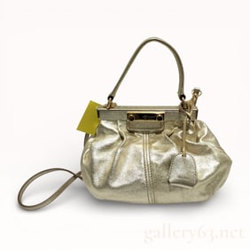 Miu Miu Gold Leather Locking 2 Way Bag
