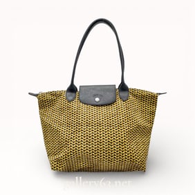 Longchamp Le Pliage Micro Shoulder Tote in Honey Woven Fabric