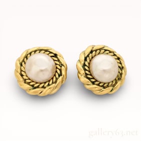 Chanel 1980s 2205 24K Gold Plated Rope Twist Earrings