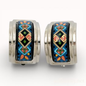 Hermès Enamel Cloisonné Clip-On Earrings