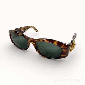 Versace Tortiseshell Gold Medallion Medusa Sunglasses