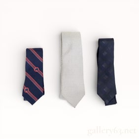 Designer Silk Tie Group Including Hermès, Prada, and Gucci