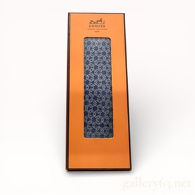 Hermès Blue All-Over Pattern Silk Tie, Unopened, with Box