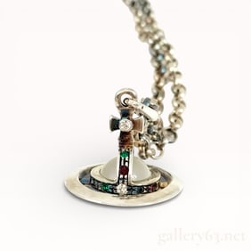 Vivienne Westwood Orb Rhinestone Pendant Necklace in Sterling Silver