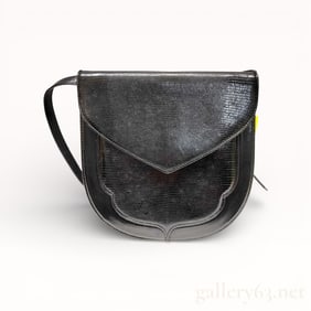 Yves Saint Laurent Lizard Leather Black Shoulder Bag