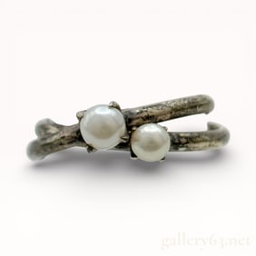925 Sterling Silver and Pearl Interlocking Rings sz 5.5