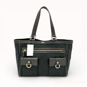 Gucci GG Canvas Tote Bag with Leather Trim