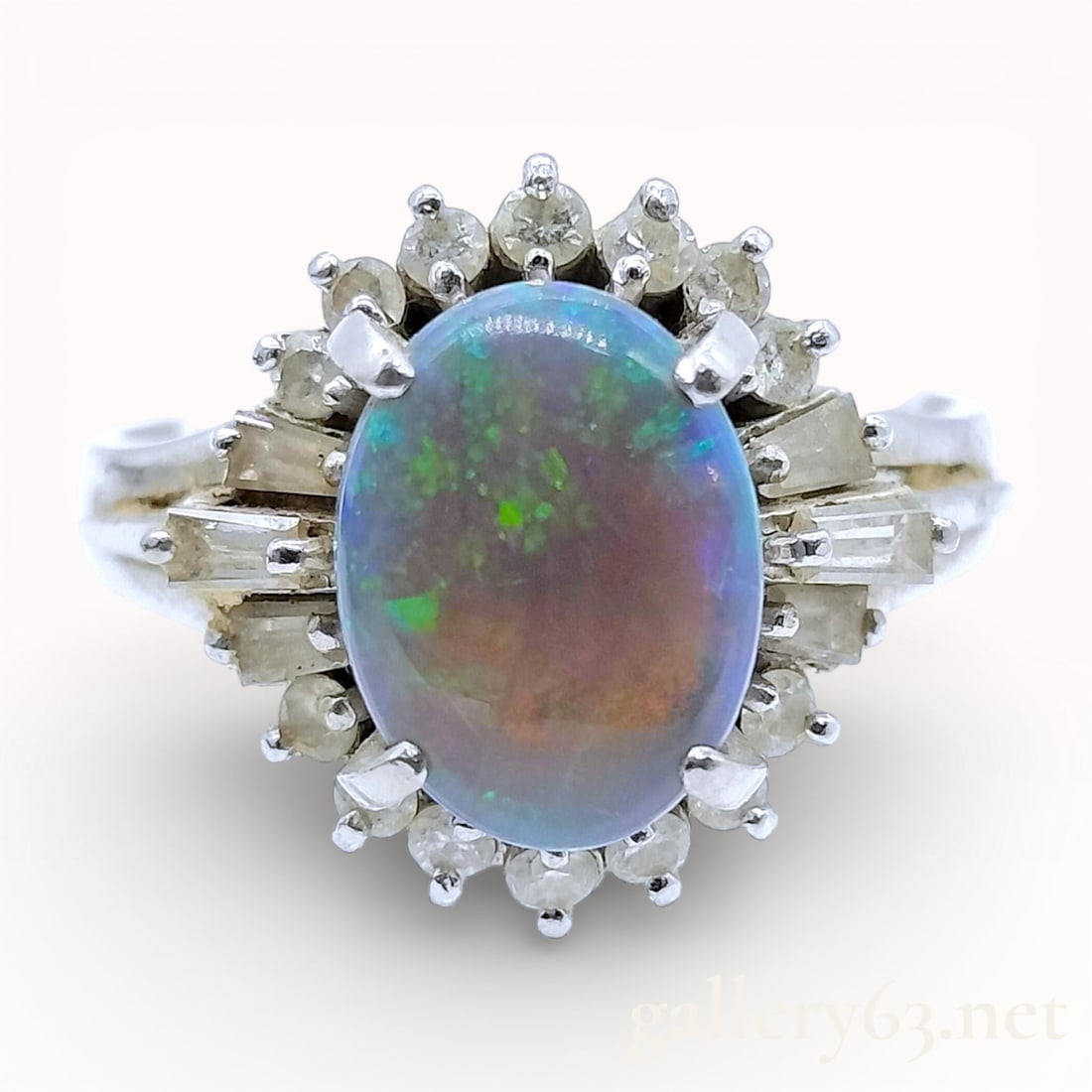 2.02 CTTW Australian Black Opal and Diamond Platinum Ring sz 5.5 (1 of 8)