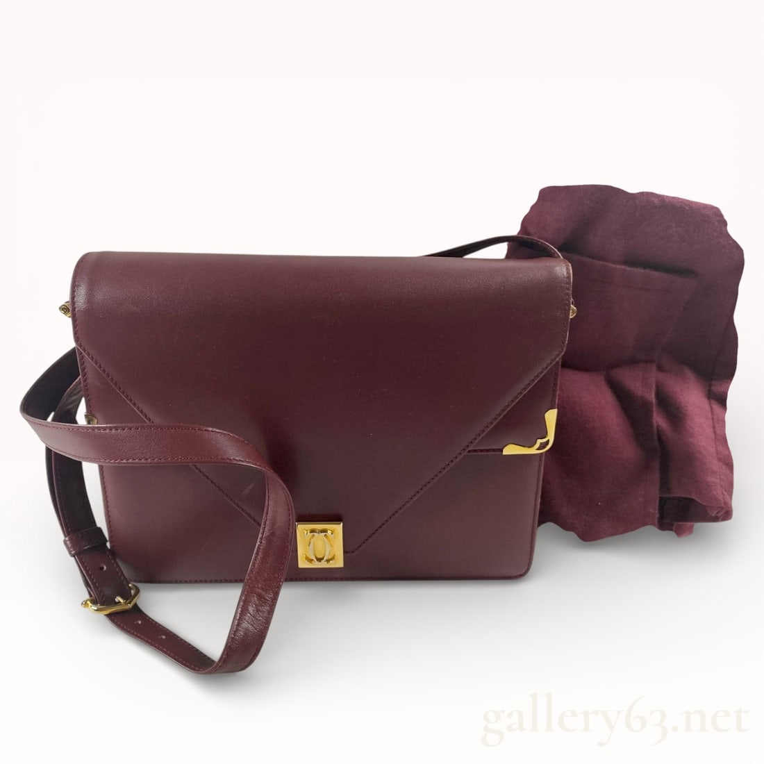 Cartier Must de Cartier Bordeaux Leather Shoulder Bag (1 of 10)