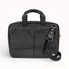 Dunhill Business Bag in Durable Charcoal Nylon & Black Leather