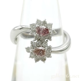 18k White Gold Toi et Moi Ring with Earth-Mined Pink and White Diamonds, Size 6