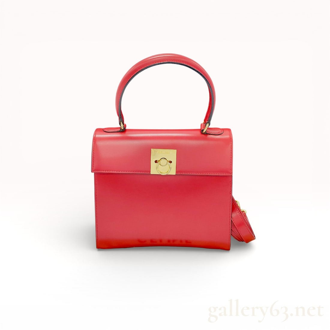 CÉLINE Red Calf Leather 2-Way Top Handle Handbag (1 of 10)