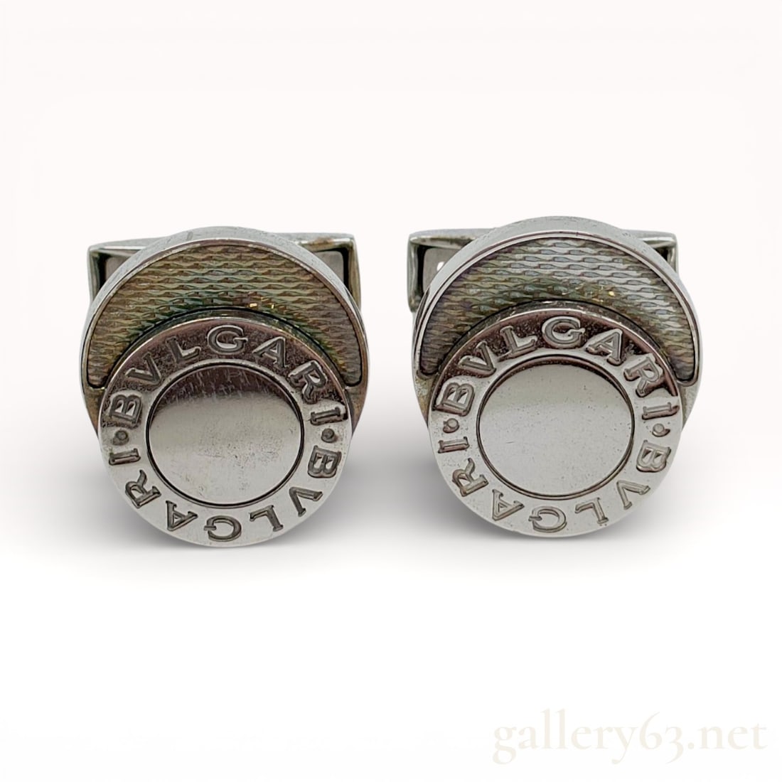 Bvlgari Sterling Silver Logo Cufflinks, with Bvlgari Box (1 of 10)