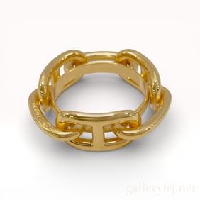 Hermès Gold-Tone Scarf Ring with Box