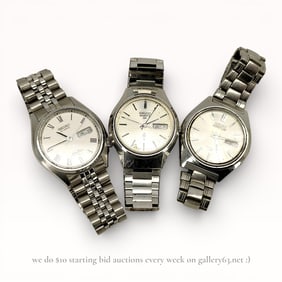 Seiko Men’s Automatic Wristwatch Group, Three Pieces