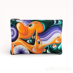 Christian Dior Kenny Scharf Multicolor Printed Nylon Invitation Travel Pouch with silver hardware