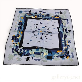 Hermès Rives de la Méditerranée 45 cm Silk Pochette Scarf