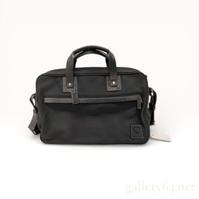 COACH Black Canvas Structured Business Bag with Leather Trim