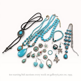 Untested/Unsearched Turquoise Jewelry Accessories Group Necklace Bracelet Rings etc.