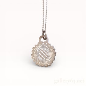 Tiffany & Co. Go Women 2020 Sterling Silver Sunflower Necklace with Box and Storage Bag