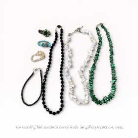 Natural Stone Necklace and Ring Accessory Group